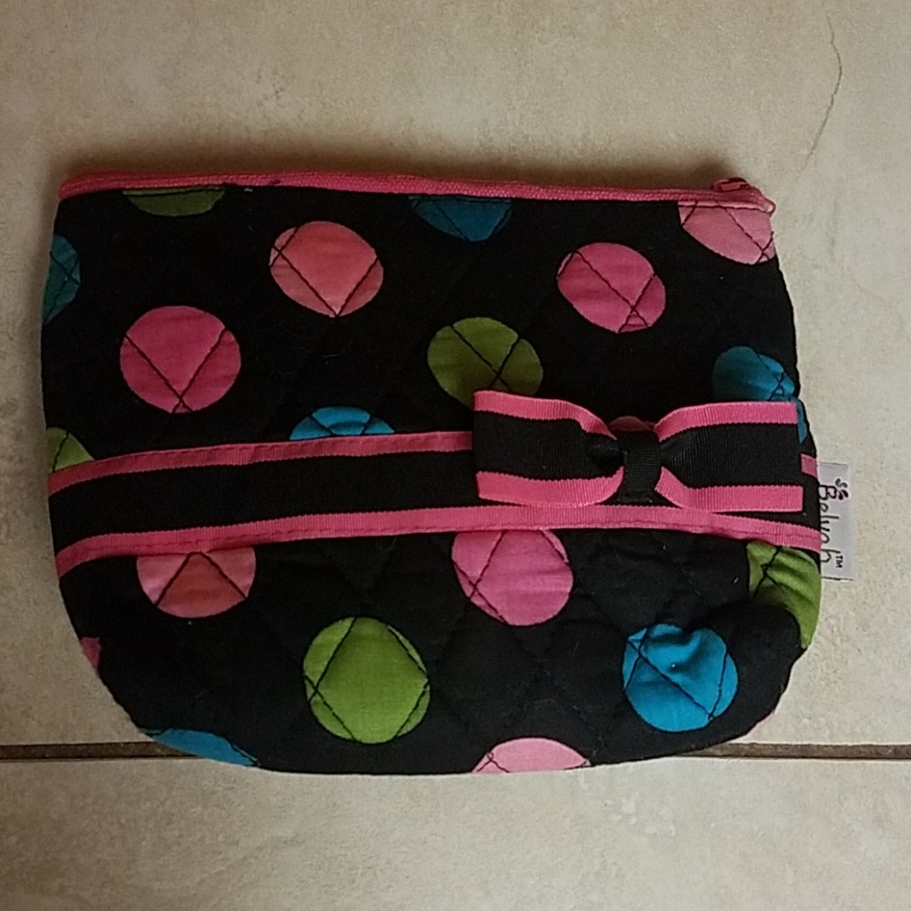NWOT Belvah Small Quilted Polkadot Makeup Bag